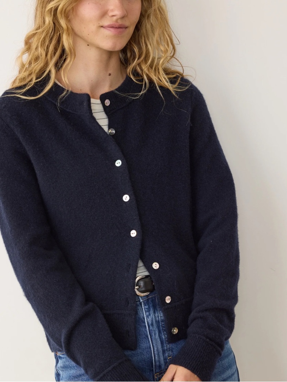 New Archer Cashemire Women's Classic Navy Cardigan size M